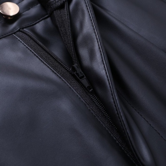 Black High Waisted Faux Leather Palazzo Pants (S) - Picture 8 of 11